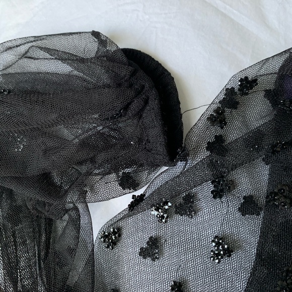 Zara Mesh Black Beaded Top - Picture 4 of 6